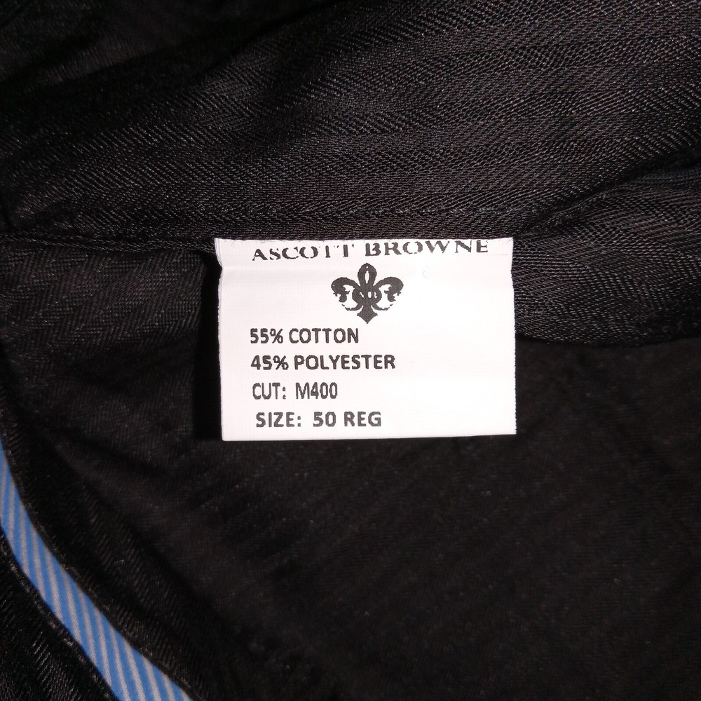 Ascott Browne NWT Men's Pleated Trousers Pants Size 50Reg x Unhemmed Black - Picture 11 of 13